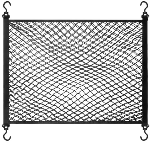 Red para maletero, red de equipaje, red para equipaje, caravana, doble capa, tamaño 80 x 60 cm, con 4 ganchos grandes, se extiende a 120 x 100 cm, borde elástico mantiene las cargas más firmes