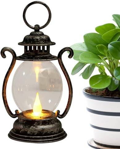 Pequeña lámpara Vintage,Linterna portátil retro con pilas LED - Luces de decoración del hogar para el patio de la mesita de noche del dormitorio de la sala de estar