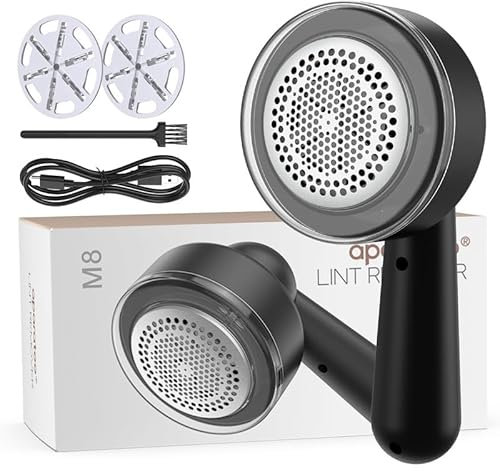 Maquina Quitar Bolitas Ropa, Rodillo Quitapelusas Electrico Recargable con Pantalla LED, 6 Hojas, 3 Velocidades Ajustables