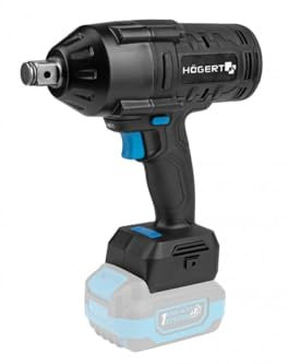 Högert Technik Kabelloser Bürstenloser Schlagschrauber 18V, 1000 Nm, 1300 Nm Losbrechmoment, 3/4 Vierkantgriff, LED Beleuchtung, 3-Geschwindigkeitsstufen, ohne Akku, Thermoschutz, Metallgetriebe