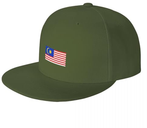 TIOYREVENO Klassische Baseballkappe Mit Malaysischer Flagge, Sportmütze Mit Flacher Krempe, Für Outdoor-Bekleidung Für Damen Und Herren – Streetwear-Stil, Tolles Geschenk, Dunkelgrün, Einheitsgröße