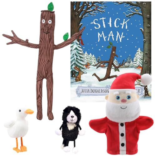 Stick Man Book & Puppet Set Featuring Julia Donaldson’s Charming Story, Includes Official Stick Man Soft Toy & Character Puppets by The Puppet Company, Perfect for Children’s Play & Storytime