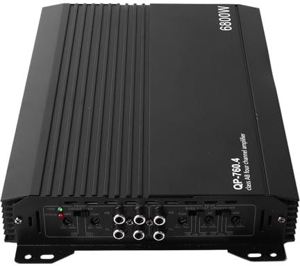 4 Channel Car Speaker Amplifier, Aluminum Alloy High Heat Dissipation Power Amp for Car Speakers Multiple Capacitors Car Stereo Amplifier