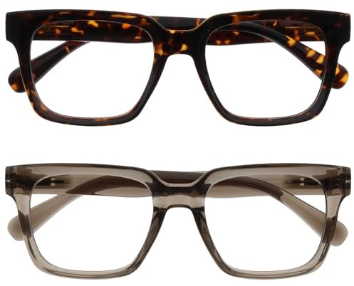 OPULIZE ERA Blue Light Glasses - Clear Lens - Anti-Reflective & Anti-Glare - 2 Pack - UV400 Protection - Oversized Frame - Computer & Screen Glasses - Men & Women
