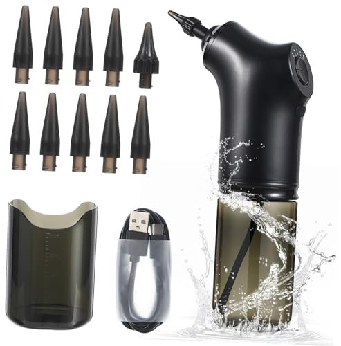 VALICLUD Nettoyeur Oreille Électrique Kit De Rinçage Oreilles Pour Adultes Outil De Nettoyage Du Cérumen Avec Embouts De Rechange Et Câble De Chargement