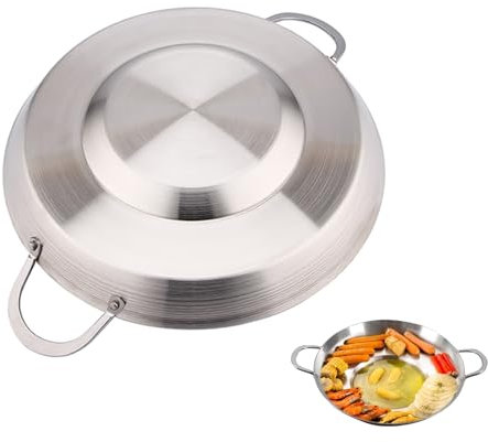 Robuste konkave Bratpfanne aus Edelstahl, 38/40/45 cm, großer Wok im mexikanischen Stil, unbeschichtete, antihaftbeschichtete Paellapfanne, tiefe Grillpfanne für Tortillas, gebratenen Fisch, spülmasch