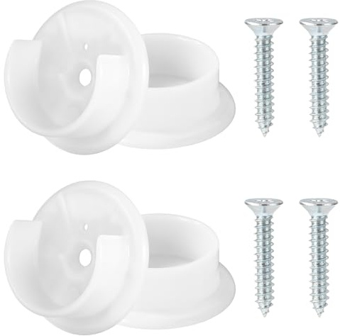 4pcs Closet Rod Holders, Plastic Tension Pole Bar Sockets for 1-3/8 Heavy Duty Wardrobe Tube Rail Support Bracket with Screws Fittings for Home Bathroom Shower Curtain Clothing Store (White)