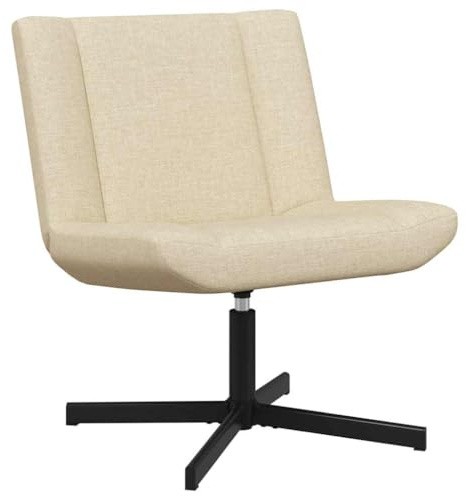 vidaXL Swivel Chair Cream 63 x 75 x 76 cm Fabric, Modern Living Room Chair, Swivel Seat, Durable Furniture Piece, Soft Touch Design, Interactive Indoor Relaxing Stool