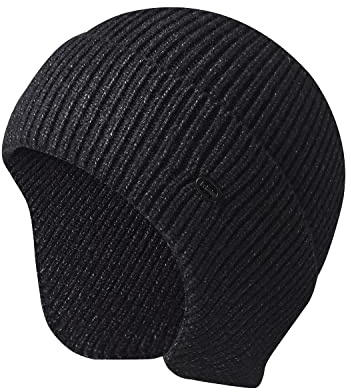 Mens Beanie Hats with Earflaps - Winter Warm Thick Knit Skull Cap Stretchy Windproof Caps for Working Skiing Hiking Running