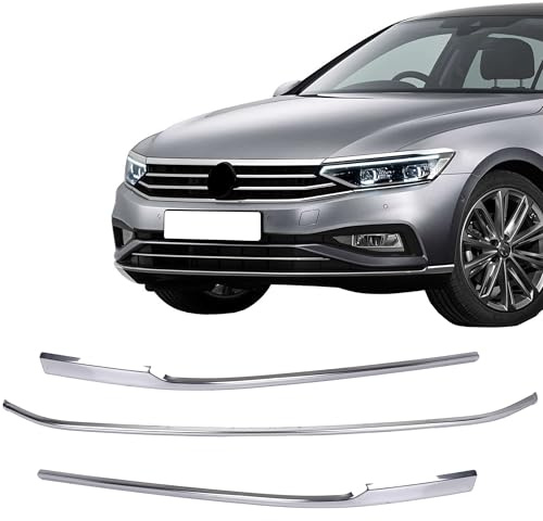 3 Piece Set Chrome Front Bumper Lower Grille Moulding Trim, Stainless Steel Styling Strips, Car Accessories, Compatible with Passat B8 (Facelift) Models 2020-Onwards