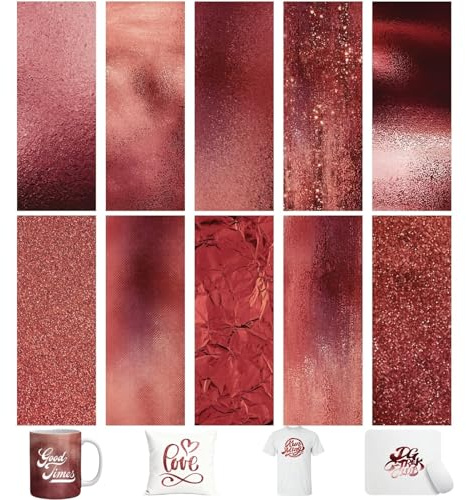 TriUnytion Papel Transfer Infusible Ink, 10 Piezas Papel de Sublimación PreteñIdas 11,5 x 30,5 cm Hojas de Transferencia de Tinta Infusible para Camisetas, Tazas y Posavasos (Oro Rosa)