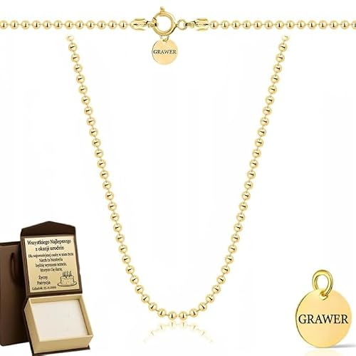 ZELYA gold Kugelkette 925/585 vergoldete 925 Silber kette 1,6-3,2 mm • unisex damen herren Halskette 45–70 cm • personalisierbare Kette mit Gravur Anhänger & Geschenkbox im Gold 585 14K