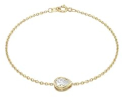 Suzan Gold® 375 Echtgold Armband für Damen mit rundem Zirkonia Solitär Anhänger filigran elegant wasserfest hypoallergen – Solinia Glow – zeitloser Goldschmuck als Geschenk