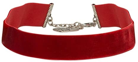 Alpenflüstern Trachten-Samt-Kropfband breit - Trachtenkette enganliegend, Kropfkette elastisch, eleganter Damen-Trachtenschmuck, Samtkropfband in traditionellen Farben DHK199 (Red)