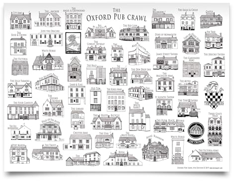 Ben May The inoffizicial Oxford Pub Crawl Colour In and Enjoy Poster