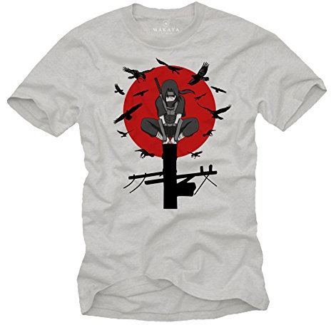 Camiseta Superheroe Hombre - Manga Corta - Itachi - Regalos Frikis Anime Manga Gaming Gris XXL