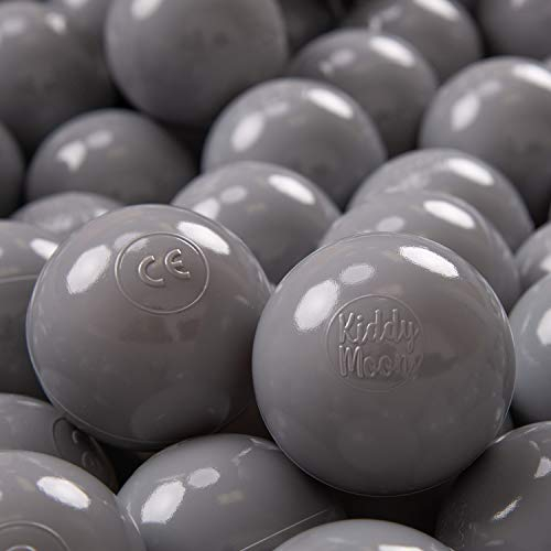KiddyMoon 50 ∅ 7Cm Kinder Bälle Spielbälle Für Bällebad Baby Einfarbige Plastikbälle Made In EU, Grau