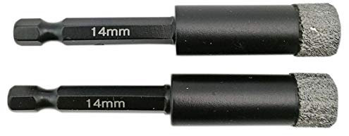 SHDIATOOL 2Pcs Forets Diamantés 14MM Vide Brasé avec Tige à Ajustement Rapide pour Perçage à Sec en Pierre Maçonnerie Béton Tuile