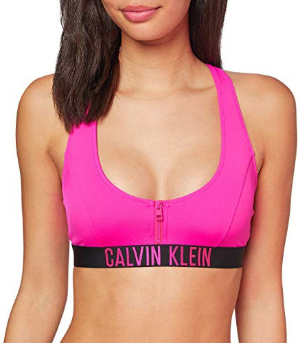 Calvin Klein Zip Bralette-RP, Imbottitura Donna, Rosa (Pink GLO TZ7), (Taglia Produttore: X-Small)