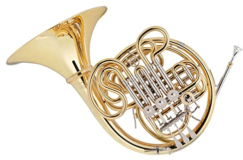 Lechgold DH-18AGL Doppelhorn - lackiertes Waldhorn in F/Bb - 4 Ventile mit Minibal-Gelenken - komplett aus Goldmessing - inkl. Leichtkoffer
