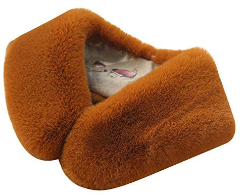 Amorar Damen Kunstpelz Fell Schal Kunst Pelzkragen Fellkragen Plüschschal Winter Schal Halstuch Umschlagtuch Kragen Nackenwärmer Halstücher 55cm Braun