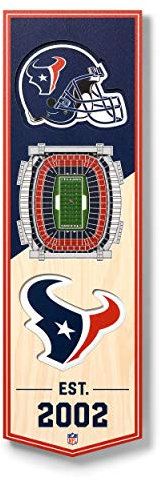 YouTheFan NFL Houston Texans 3D Banner, 15,2 x 48,3 cm, NRG Stadion, Team-Farben, Einheitsgröße