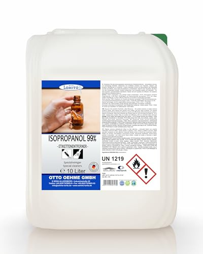 Lorito Isopropanol 99% Isopropylalkohol Reiniger 10L | Propanol, Fettlöser Reinigungsmittel für Industrie Kosmetik und Haushalt