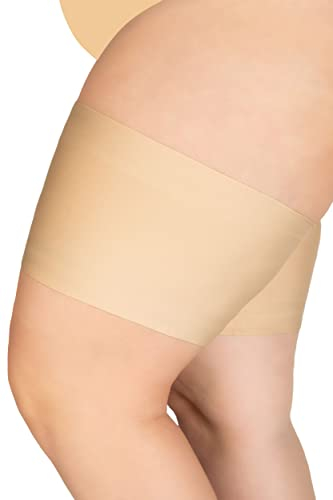 Annes styling Elastische Oberschenkelbänder für Damen, scheuern nicht, verhindern das Reiben der Oberschenkel, aus Satin gefütterter Silikon, Satin Natural 3XL