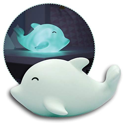 Reer lumilu Sea Life Dolphin, süßes Delfin-Nachtlicht, tolles Taufgeschenk, Geburtstags-Geschenk für Jungen und Mädchen, grün, 52293, 1 Stück (1er Pack)