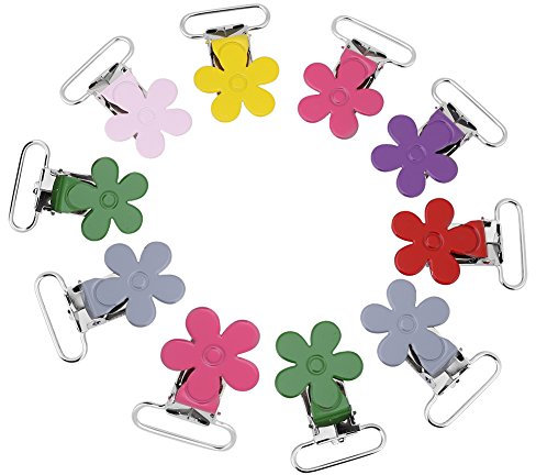 Garosa 10pcs pinces à bretelles pour sucette, mini-bretelles en forme de prune, support de clip pour attelles de tétine, diamètre intérieur de l'anneau: 25mm