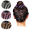 AUEAR, Lot de 4 pinces à cheveux en forme de nid d'oiseau, strass pour queue de cheval, accessoires extensibles pour femmes et filles