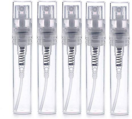CMJ™ 5 x 5ml CLEAR Glass Spray Bottles Atomiser Travel Perfume Liquid Sample Atomizer UK