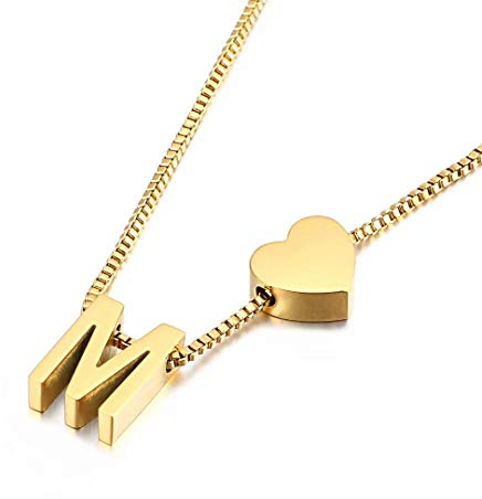 Qings Gold Brief Anhänger Halskette, Personalisierter Buchstabe A-Z exquisiter Anhänger Minimalistischer weiblicher Schmuck Buchstabe M Halskette