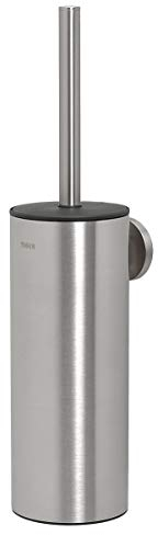 Tiger Noon Toilettenbürste zur Wandmontage, WC-Bürste aus gebürstetem Edelstahl, hygienisch dank herausnehmbaren Einsatz und Deckel, B x H x T: 8,9 x 38,2 x 11 cm