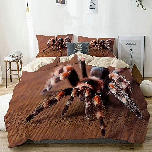 LJHHHH Bettbezug Spinnen-Vogelspinne Kinder bettwäsche Set 135 x 200 cm Mikrofaser Bettbezug Weiche Atmungsaktive Hypoallergen Bettbezug mit Reißverschluss Schließung und 2 Kissenbezug