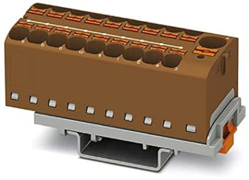 PHOENIX CONTACT PTFIX 10/18X4-NS35 BN Verteilerblock, Anzahl der Anschlüsse 19, Querschnitt 0,5 mm² - 10 mm², AWG 20 - 6, Breite 28,6 mm, Braun, 8 Stück