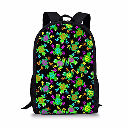 Binienty Personalisierter Kinder-Rucksack, Schultaschen für Jungen und Mädchen, Schulanfang, Schulterrucksack, Grüner Frosch, Einheitsgröße