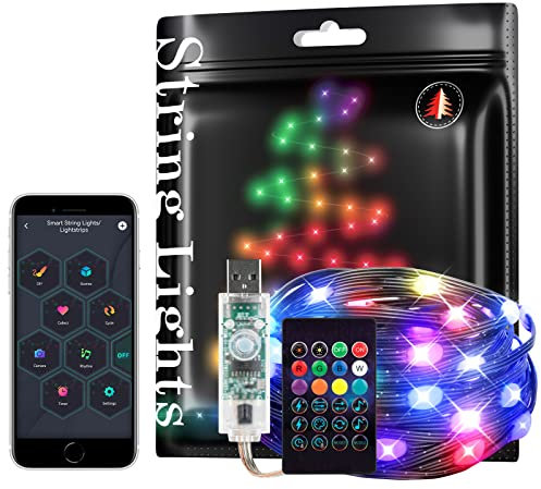 Intelligente String Lichter RGB IC WS2812B IC 5m 50leds USB IP67 Wasserdicht Schwarz Kabel USB LED String Lights mit 24Tasten LED Remote Music Sync Lustige Modi Farbe Chasing für Heimdekoration Party