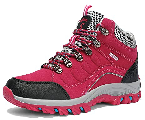 Youngtie Bottes de Randonnée Montagne Femmes Hommes Chaussures de Randonnée Imperméables Femmes Antidérapantes Confortables Red 250