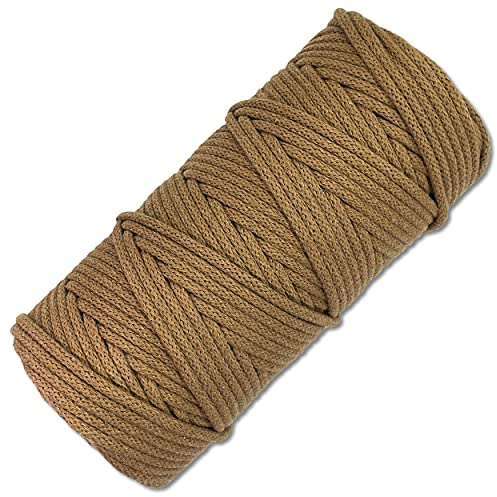 Baumwollkordel 100 Meter in 5 mm Makramee Kordel Baumwollseil Schnur Basteln DIY Schnur Turnbeutel (Braun 034)