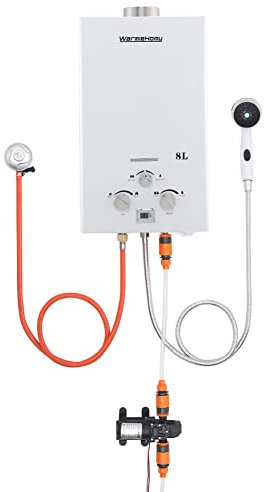 8L Portable Gas Water Heater Outdoor Camping Shower Propane Tankless Water Heater, for Outdoor Camping Shower RV Trip Horse Washing