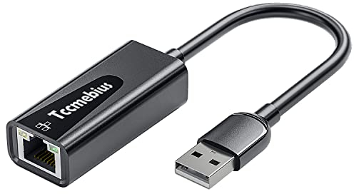 Tccmebius Adaptateur USB Ethernet, USB 2.0 vers RJ45 10/100 Mbps Adaptateur Réseau, pour MacBook, Surface Pro, PC portable, compatible avec Windows 7/8/10, Mac OS, Android, Chrome OS, Linux (TCC-S20A)