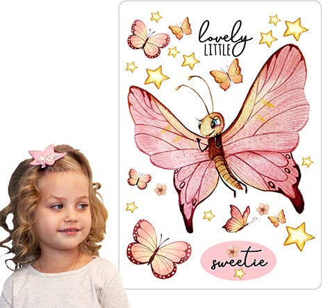 ilka parey wandtattoo-welt Bügelbilder Schmetterling Schmetterlinge Falter Sterne Set in A5 Applikation Kissen Shirt Taschen Bügelbild Bügelmotiv Patch Aufbügelbilder bb246