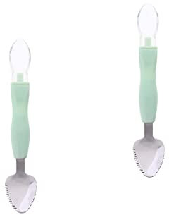 Toddmomy 2 Unids Bebé Fruta Cuchara Doble Cabeza Raspador Cuchara Sirved Cucharas de Pomelo Silicona Cucharas de Bebé con Caja de Almacenamiento para Alimentos para Bebés Frutas de