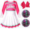 Aepotumn Addison Cheerleader Outfit Girls Zombies 3 World Book Day Cheerleader Costume Kids Dress with Poms Poms for 3-12 Years