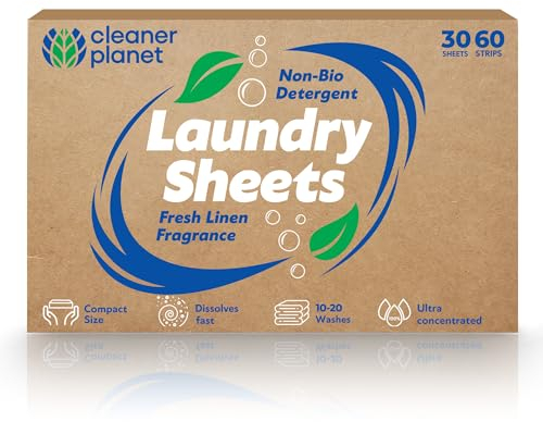 SOL 30pk Laundry Detergent Sheets, 60 Loads Fresh Linen Scent, Eco Friendly Washing Machine Strips for Travel Clothes and Everyday Use, Lightweight, Wash Clothes Clean with a Fresh Linen Fragrance
