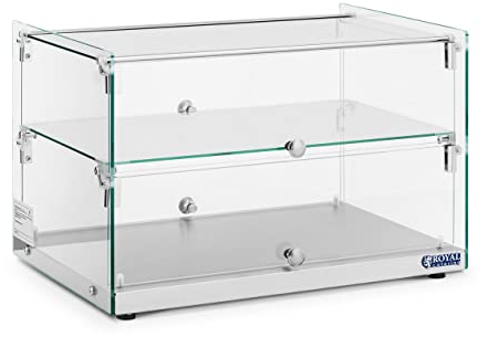 Royal Catering RCKV-02-N Kuchenvitrine 50 l 2 Ebenen Buffetvitrine Kuchenvitrine Gastro Tortenvitrine Panoramavitrine