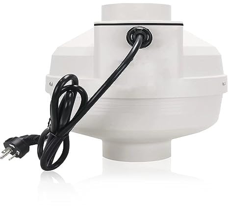 MIDCVFRUN 4 inch 260 CFM Radon Mitigation System Inline Duct Fan, IP67 Waterproof Electric Exhaust Fan for Indoor Outdoor, Energy Efficient Duct Fan Ventilation Equipment for Basement Bathroom -White