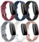 Wanme Straps Compatible with Fitbit Inspire 2 Straps,Pack 6 Soft Silicone Sport Replacement Wristband for Fitbit Inspire 2 Women Men(Wine Red/Navy/Black/Grey/White/Rose Gold)