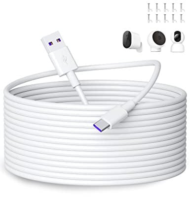 Cavo USB C 10m, ACOCOBUY Cavo USB Tipo C per Mi Camera 2K Magnetic Mount, Mi Wireless Outdoor Security Camera 1080p, per EZVIZ CP1/CB2/CB3/C6c, USB a USB C Cavo di Ricarica per Telecamera di Sicurezza